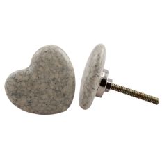 Light Grey Heart Crackle Ceramic Drawer Knob